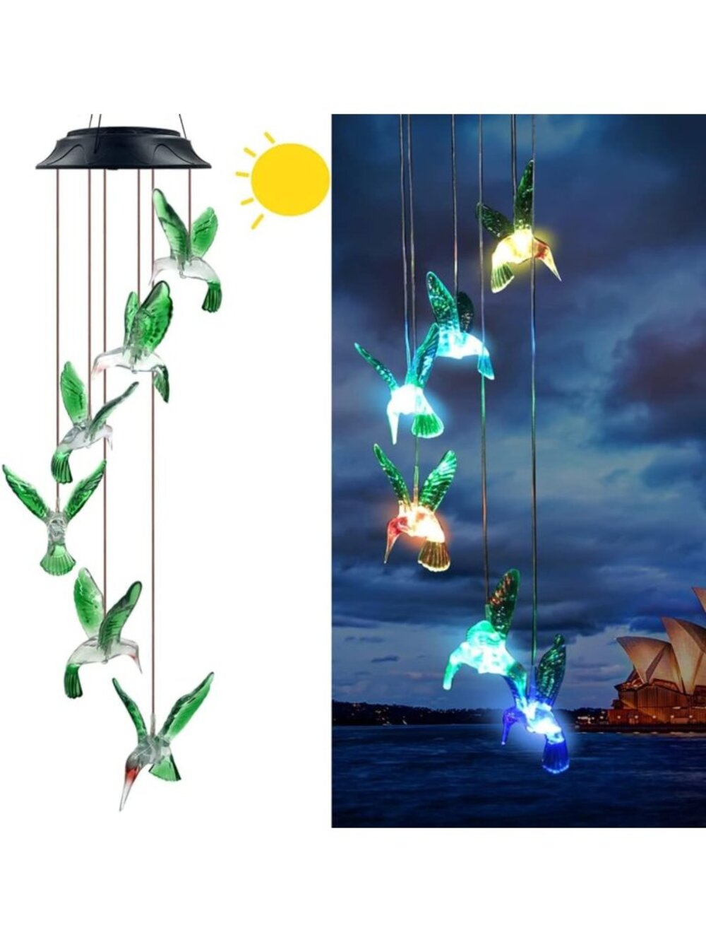 Solar Hummingbird Wind Chimes - Unique Gifts for Women, Mom, Grandma, Garden